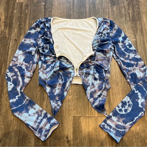 Women's Navy Blue Crop-top Front Zipper Size S - Picture 8 of 10